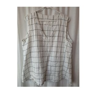 notPERFECTLINEN Linen swing top PRAGUE in V neck Size XL Large Checks